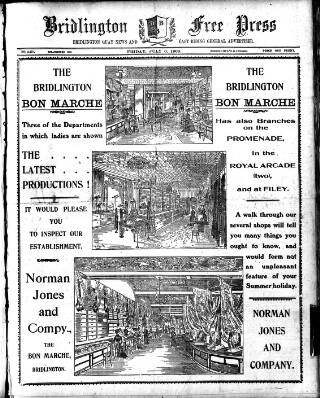 cover page of Bridlington Free Press published on July 6, 1906