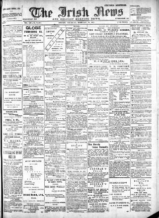 cover page of Irish News and Belfast Morning News published on February 28, 1907