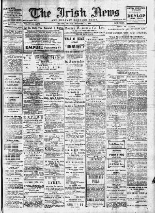 cover page of Irish News and Belfast Morning News published on November 15, 1909