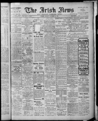 cover page of Irish News and Belfast Morning News published on December 30, 1912