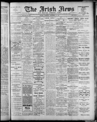 cover page of Irish News and Belfast Morning News published on September 18, 1913