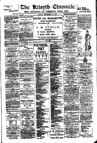 cover page of Kilsyth Chronicle published on September 18, 1908
