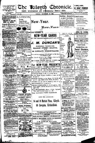 cover page of Kilsyth Chronicle published on December 30, 1910