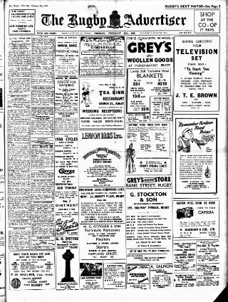 cover page of Rugby Advertiser published on February 28, 1950