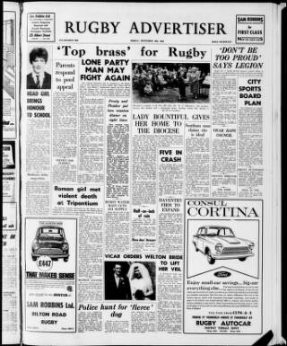 cover page of Rugby Advertiser published on September 18, 1964