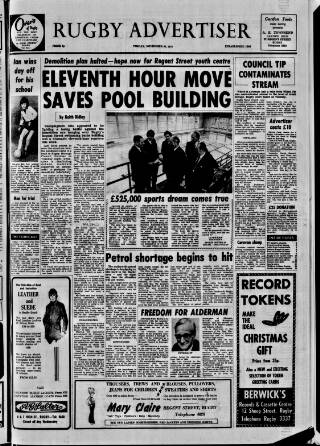 cover page of Rugby Advertiser published on November 30, 1973