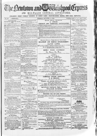 cover page of Montgomeryshire Express published on November 15, 1870