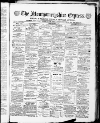 cover page of Montgomeryshire Express published on December 30, 1879