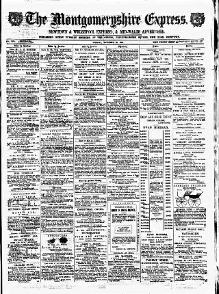 cover page of Montgomeryshire Express published on November 30, 1880