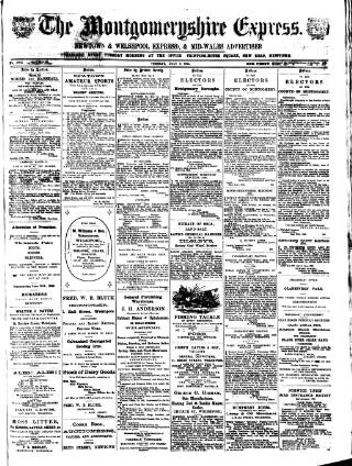 cover page of Montgomeryshire Express published on July 6, 1886