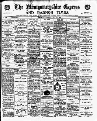 cover page of Montgomeryshire Express published on May 29, 1906