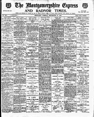 cover page of Montgomeryshire Express published on September 18, 1906