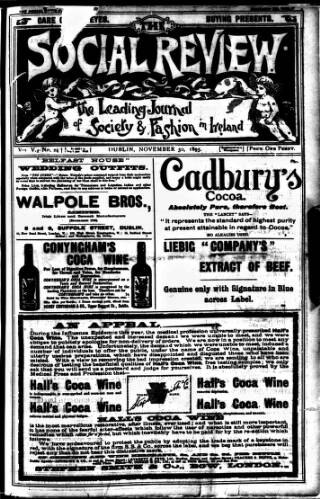 cover page of Social Review (Dublin) published on November 30, 1895