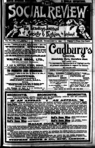 cover page of Social Review (Dublin) published on February 8, 1896