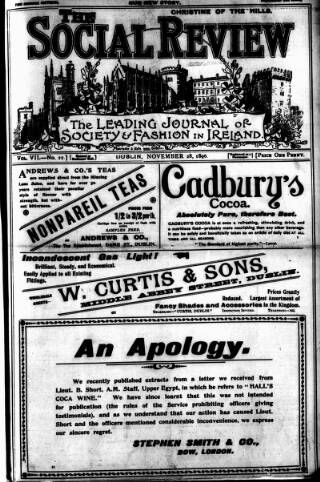 cover page of The Social Review (Dublin, Ireland : 1893) published on November 28, 1896