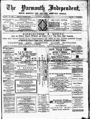cover page of Yarmouth Independent published on December 30, 1882