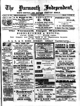 cover page of Yarmouth Independent published on July 6, 1889