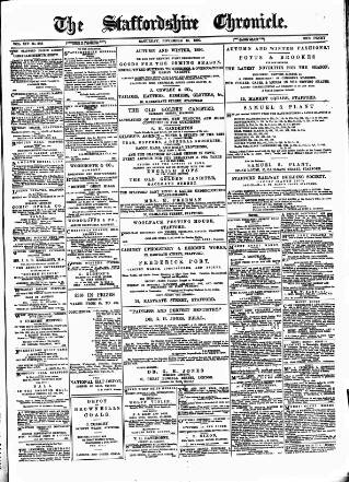 cover page of Staffordshire Chronicle published on November 15, 1890