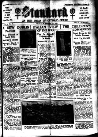 cover page of Catholic Standard published on November 15, 1935