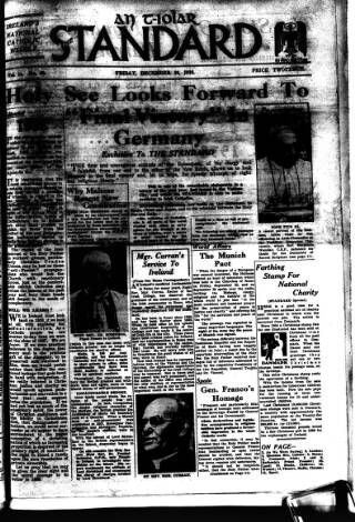 cover page of Catholic Standard published on December 30, 1938
