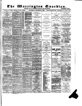 cover page of Warrington Guardian published on September 18, 1889