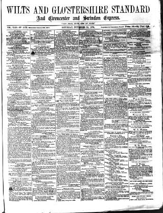 cover page of Wilts and Gloucestershire Standard published on November 30, 1878