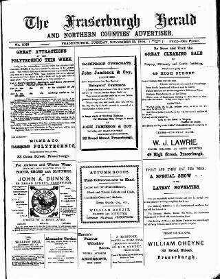 cover page of Fraserburgh Herald and Northern Counties' Advertiser published on November 15, 1904