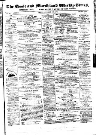 cover page of Goole Times published on November 15, 1878