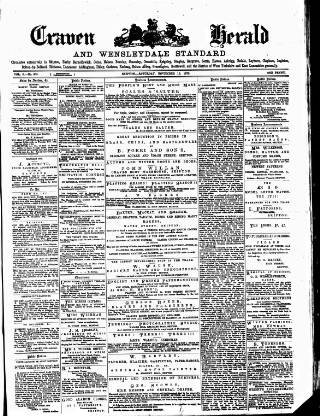 cover page of Craven Herald published on November 15, 1879