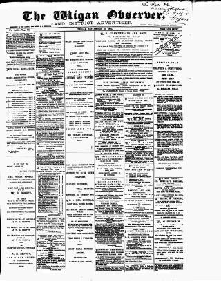 cover page of Wigan Observer and District Advertiser published on September 18, 1891