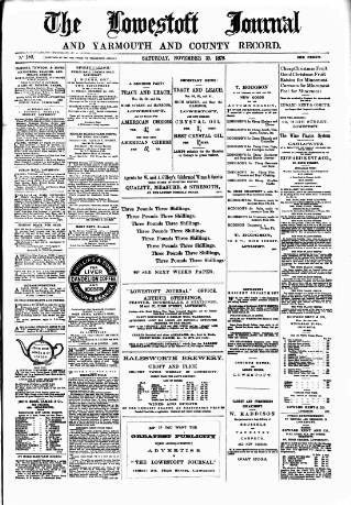 cover page of Lowestoft Journal published on November 30, 1878