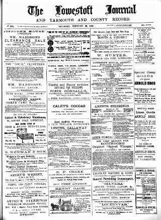 cover page of Lowestoft Journal published on February 28, 1885