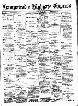 cover page of Hampstead & Highgate Express published on November 30, 1901