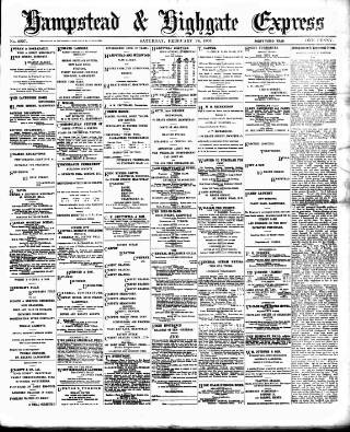 cover page of Hampstead & Highgate Express published on February 28, 1903