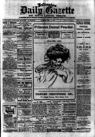 cover page of Islington Gazette published on November 15, 1910