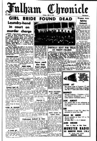 cover page of Fulham Chronicle published on July 6, 1956