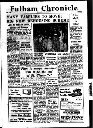 cover page of Fulham Chronicle published on December 30, 1966