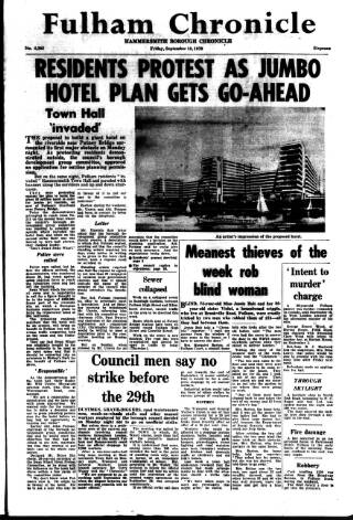 cover page of Fulham Chronicle published on September 18, 1970