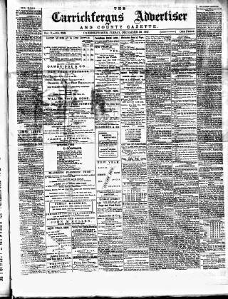 cover page of Carrickfergus Advertiser published on December 30, 1887