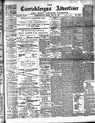 cover page of Carrickfergus Advertiser published on May 29, 1896