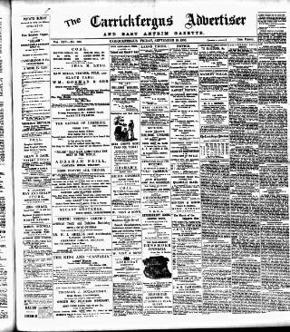 cover page of Carrickfergus Advertiser published on September 18, 1903