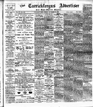 cover page of Carrickfergus Advertiser published on November 30, 1906
