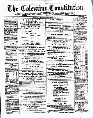 cover page of Northern Constitution published on November 30, 1889