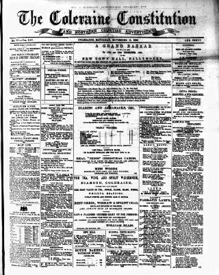 cover page of Northern Constitution published on November 15, 1890