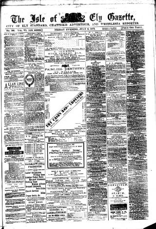 cover page of Cambridgeshire Times published on July 6, 1877