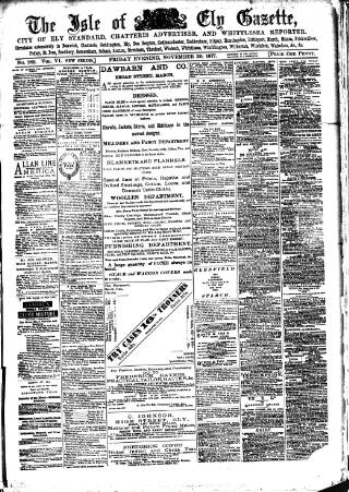 cover page of Cambridgeshire Times published on November 30, 1877