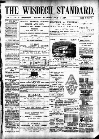 cover page of Wisbech Standard published on July 5, 1889