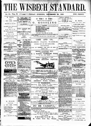 cover page of Wisbech Standard published on December 20, 1889