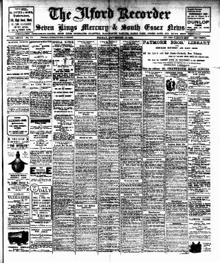 cover page of Ilford Recorder published on November 10, 1905