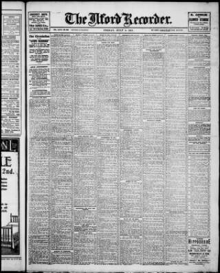 cover page of Ilford Recorder published on July 6, 1917